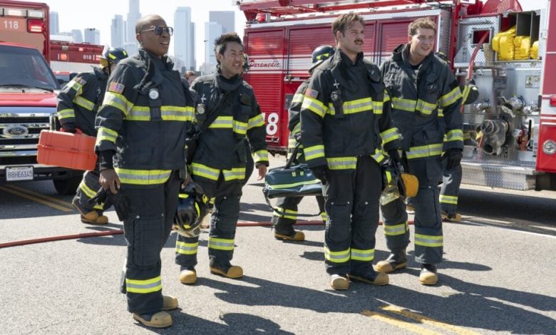 The 118 surveys the scene on 9-1-1 Season 8 Episode 1.