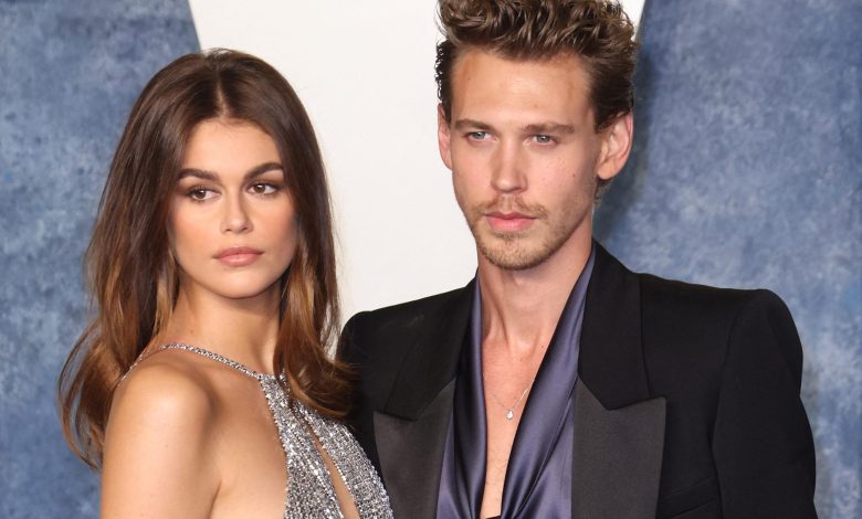 Kaia Gerber e Austin Butler comparecem à festa do Oscar da Vanity Fair de 2023 no Wallis Annenberg Center for the Performing Arts em 12 de março de 2023 em Beverly Hills, Califórnia. Foto: CraSH/imageSPACE. 12 de março de 2023 Na foto: Kaia Gerber, Austin Butler. Crédito da foto: CraSH/imageSPACE / MEGA TheMegaAgency.com +1 888 505 6342 (Mega Agency TagID: MEGA955204_029.jpg) [Photo via Mega Agency]