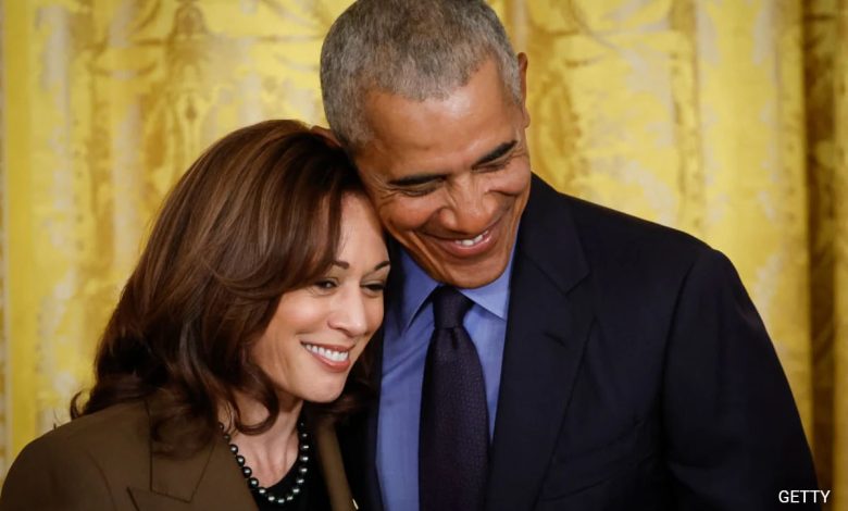 Obamas e Kamala Harris se unem em aparição histórica em campanha