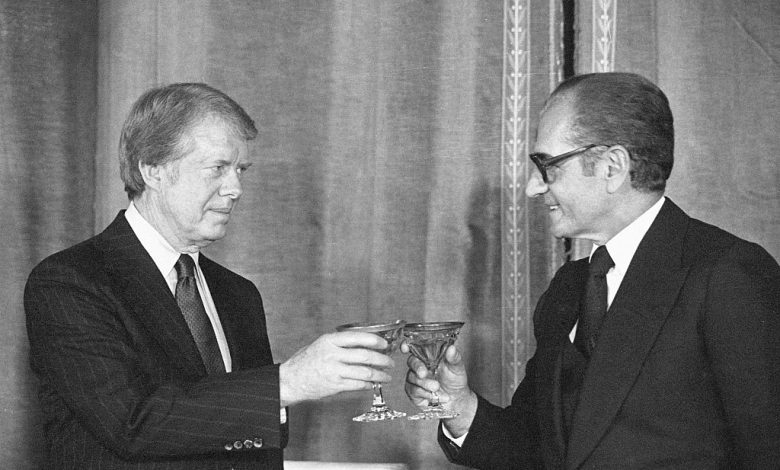 O Xá do Irã, Mohammad Reza Pahlavi, com o presidente dos EUA, Jimmy Carter