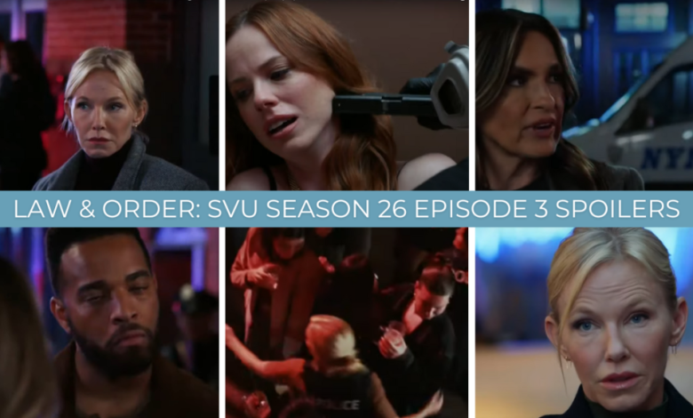 Colagem de fotos de spoilers do episódio 3 da temporada 26 de Law & Order: SVU