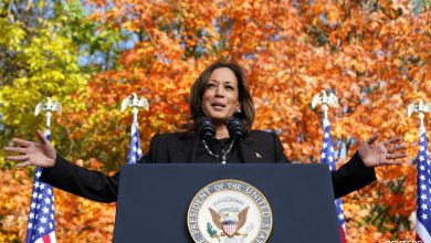 A resposta espirituosa de Kamala Harris confunde Hecklers que apoiam Trump, multidão aplaude