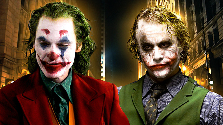 Joaquin Phoenix e Heath Ledger como Coringa